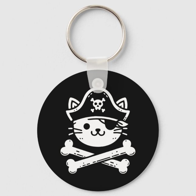 Chaveiro Pirata Gato Crossbones Gato Gato-Penteado Gato Gat (Frente)