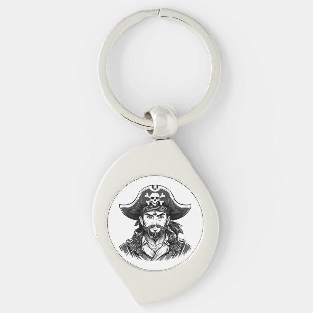 Chaveiro Pirate head with hat sailor and Eye Patch and Bear (Frente)