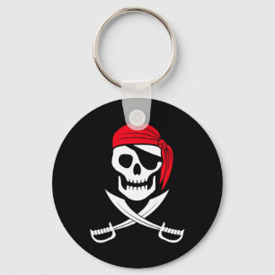 Chaveiro Pirate Skull Red Bandana Sword Gift