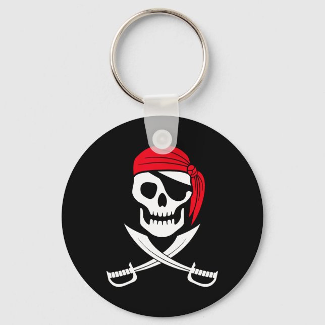 Chaveiro Pirate Skull Red Bandana Sword Gift (Frente)