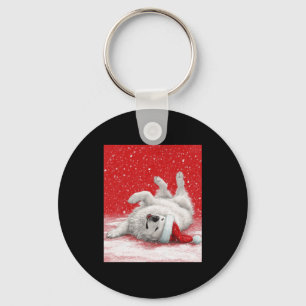Chaveiro Pireneus Grandes Brancos de Natal Vermelho Manga L
