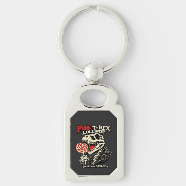 Chaveiro Pirulito de T-Rex Punk - Doce, mas Selvagem (Frente)