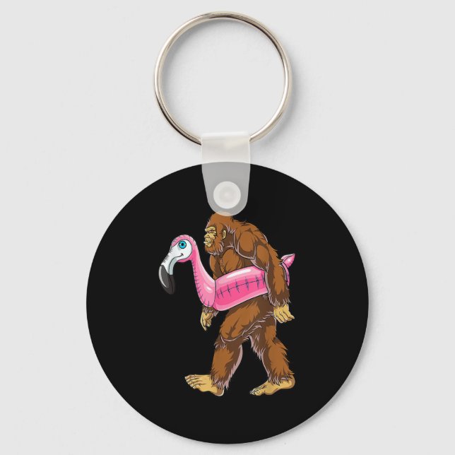 Chaveiro Piscina Bigfoot Flamingo Men Mulheres Sasquatch Pi (Frente)