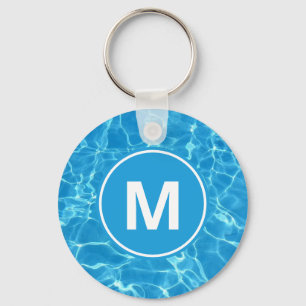 Chaveiro Piscina de Nadação Azul Espumante Monograma de Águ