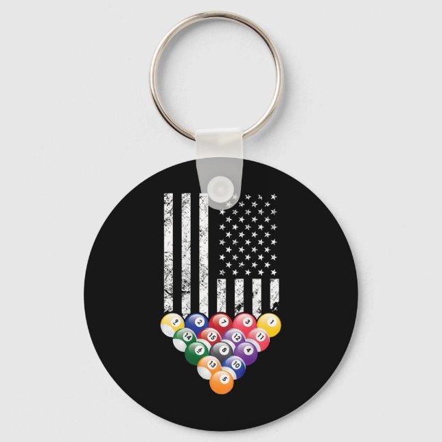 Chaveiro Piscina Snooker Billiards Player 8 Bandeira Americ (Frente)