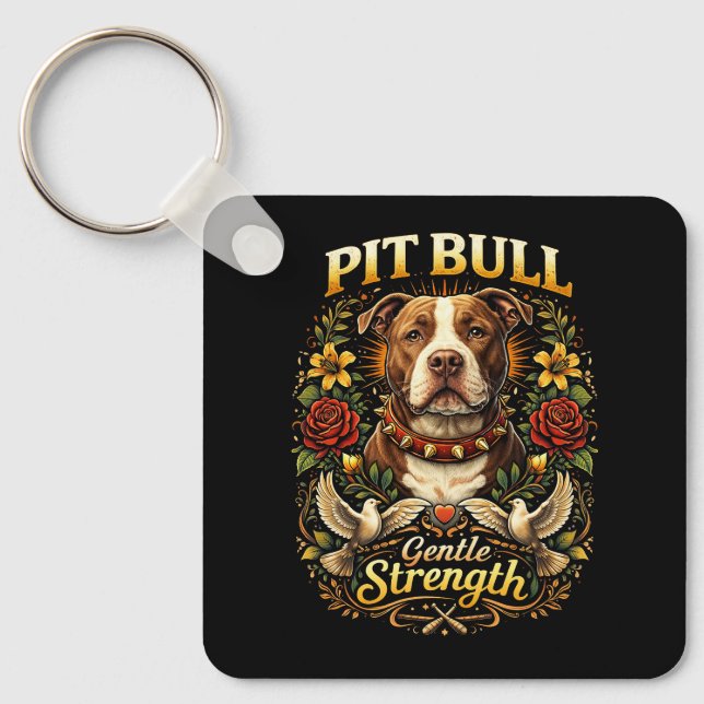 Chaveiro Pit Bull: Força Gentil (Frente)