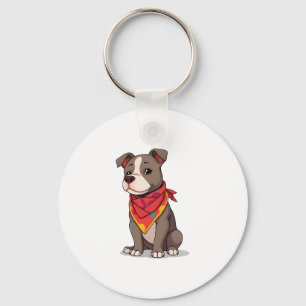 Chaveiro Pitbull Bonito com Cão Adorável Bandana Gif