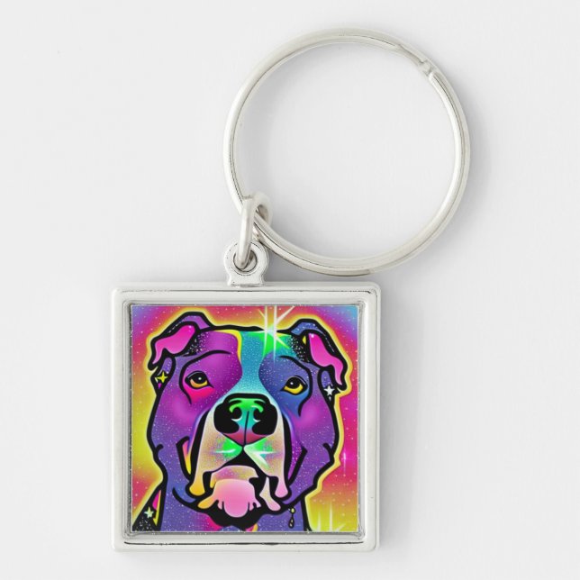 Chaveiro Pitbull Dog Pop Art (Frente)