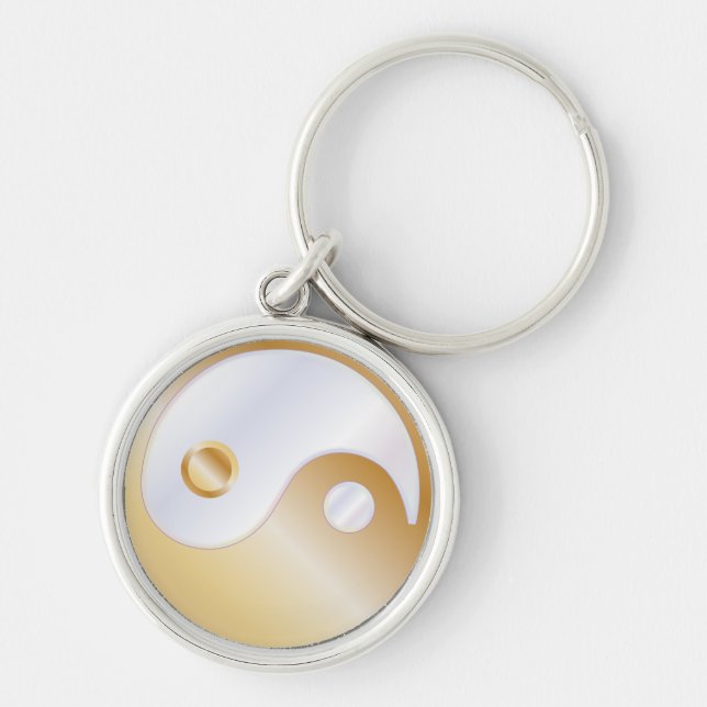 Chaveiro PixDezines yin yang/ branco + ouro falso (Frente)