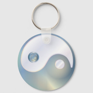 Chaveiro PixDezines yin yang/ branco + ouro falso