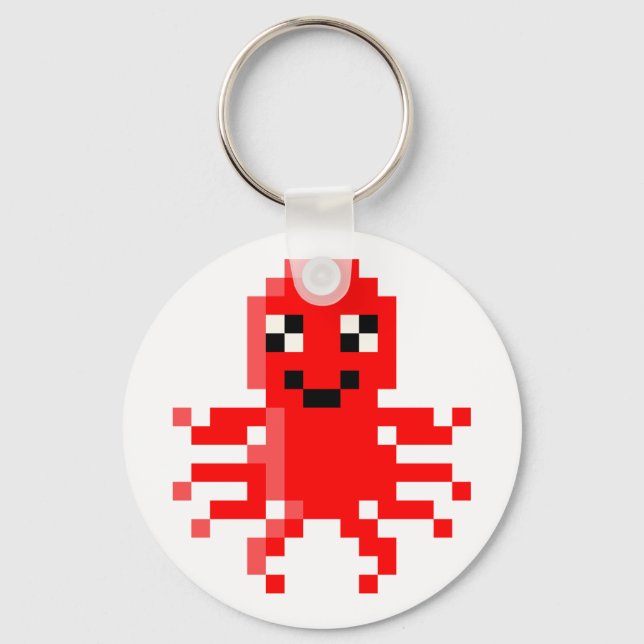 Chaveiro Pixel Feliz Vermelho (Frente)