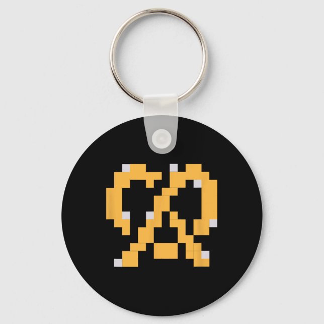Chaveiro Pixel Pretzel Jogo de Vídeo dos Anos 80 Fácil Fant (Frente)