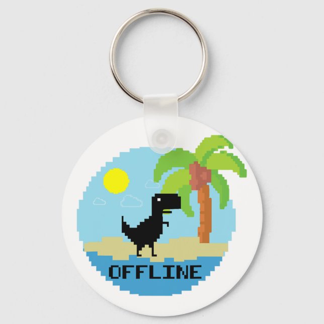 Chaveiro Pixelated Dinosaur Vacation Tech Enthusiasts Coder (Frente)