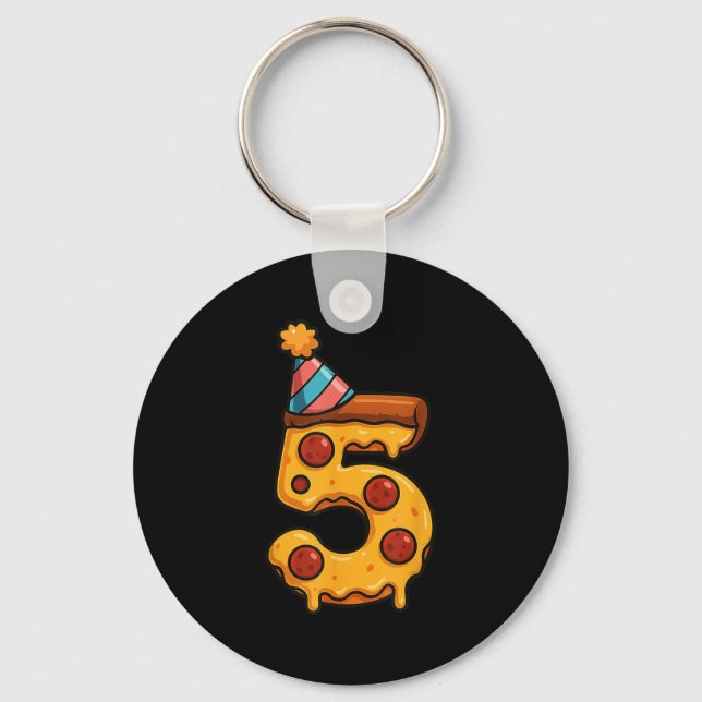 Chaveiro Pizza 5 Birthday, 5 Anos Festa Hat Bday (Frente)