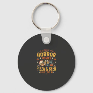 Chaveiro Pizza Cerveja Filmes de Terror Design de Halloween