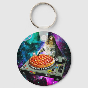 Chaveiro pizza de gato dj espacial