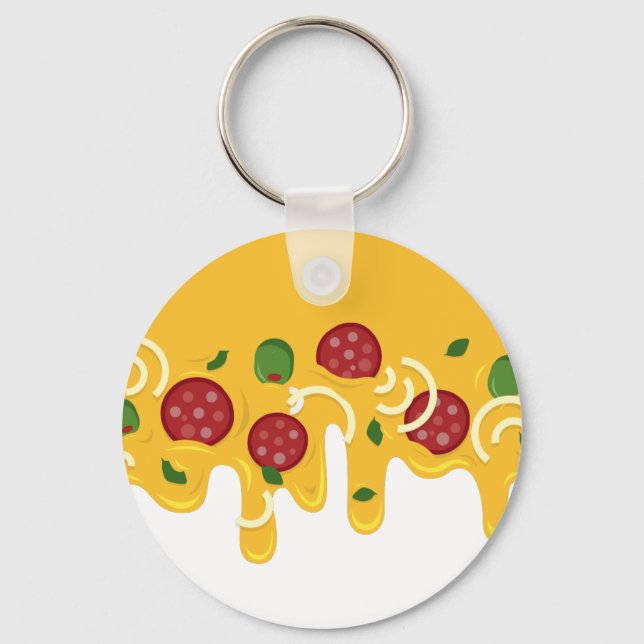 Chaveiro Pizza de Queijo Derretido Divertida Retro Keto Fes (Frente)