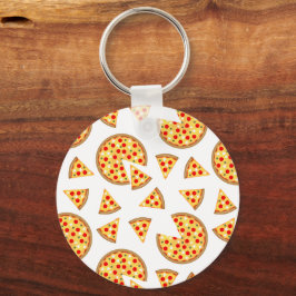 Chaveiro Pizza divertida legal e padrão de fatias em branco