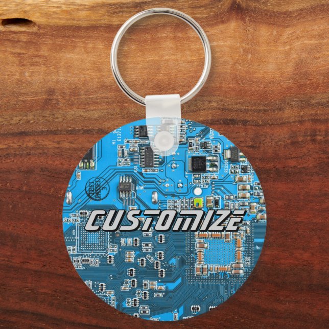 Chaveiro Placa de Circuito PCB Azul Personalizada para Prof (Frente)