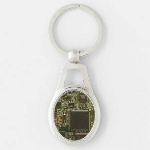 Chaveiro Placa de Circuito Verde Macro Foto de PCB