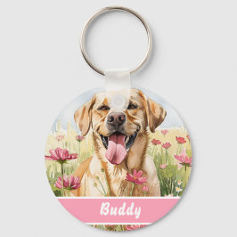 Chaveiro Placa de Identificação de Cachorro Labrador Retrie