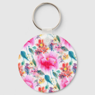 Chaveiro Placa de licença de flores de aquarela colorida fo