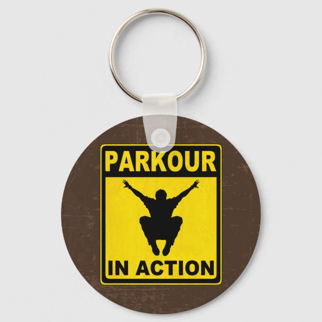 Chaveiro Placa Parkour em Ação (Frente)
