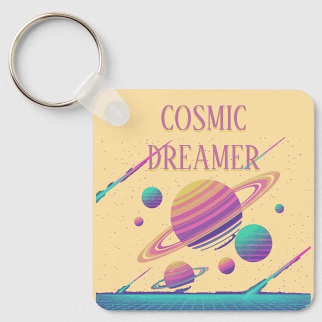 Chaveiro Planetas Retro Vaporwave Synthwave (Frente)