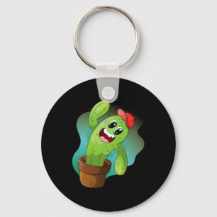 Chaveiro Planta de Cacto de Desenho Animado Feliz