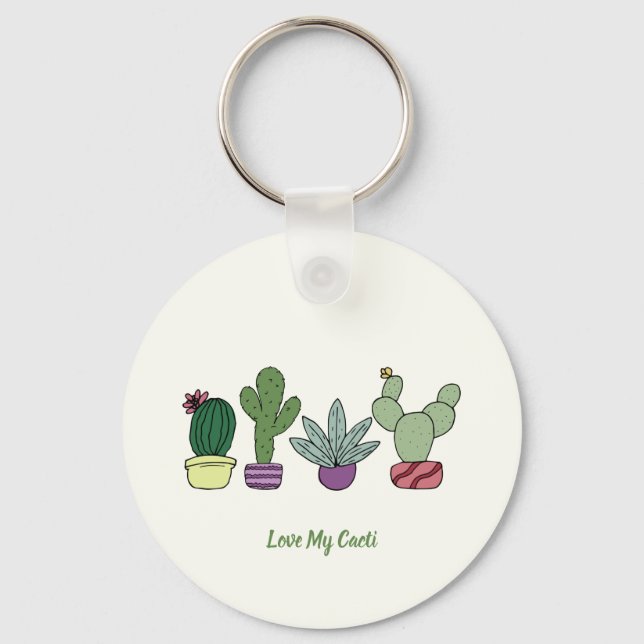 Chaveiro Plantas Cute Cactus Poedeiras Ama Meus Cactos (Frente)