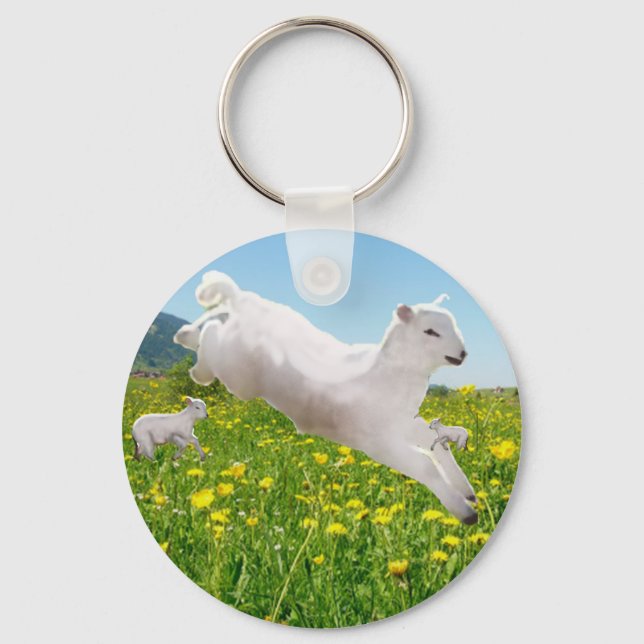 Chaveiro Playful Leaping Lambs Easter   (Frente)