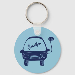 Chaveiro Plug Life Cute Blue Electric Car Personalizado