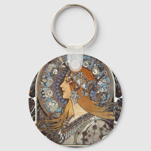Chaveiro Plume Zodiac Mulher de Alphonse Mucha - Art Nouvea