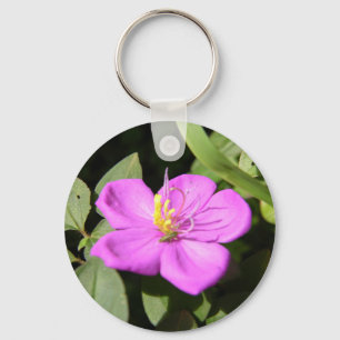 Chaveiro Plumeria Poster Faux Canvas, Rosa Havaiana, Imprim
