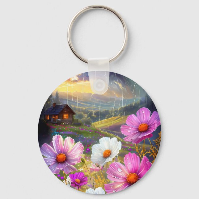 Chaveiro Pocket Blooms: Miniatura Arte para Suas Chaves (Frente)