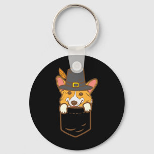 Chaveiro Pocket Pilgrim Welsh Corgi Dog Lover Cute Thanksgi