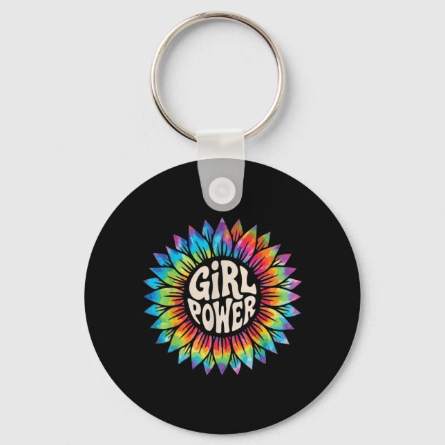Chaveiro Poder Feminino Floral Tie Dye Hippie Empoderamento (Frente)