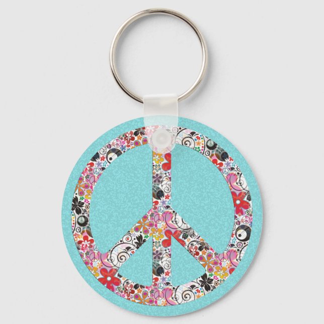 Chaveiro Poder Floral Paz I | respingo de ciano (Frente)