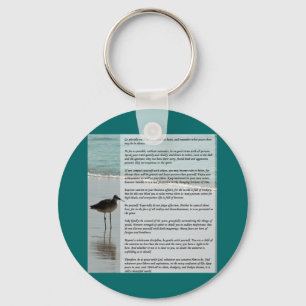 Chaveiro Poema dos Desiderata - gaivota na cena da praia