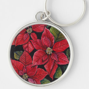 Chaveiro Poinsettia Vibrante Em Aquarela