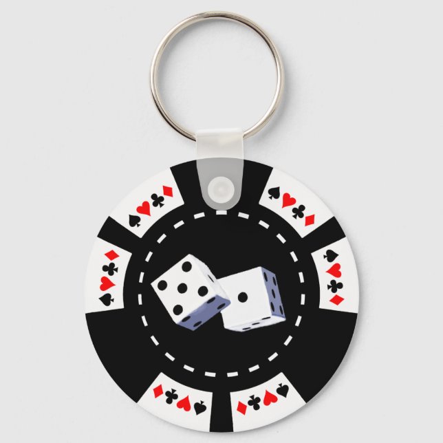CHAVEIRO POKER CHIP COM ORNAMENTO DE DICE (Frente)