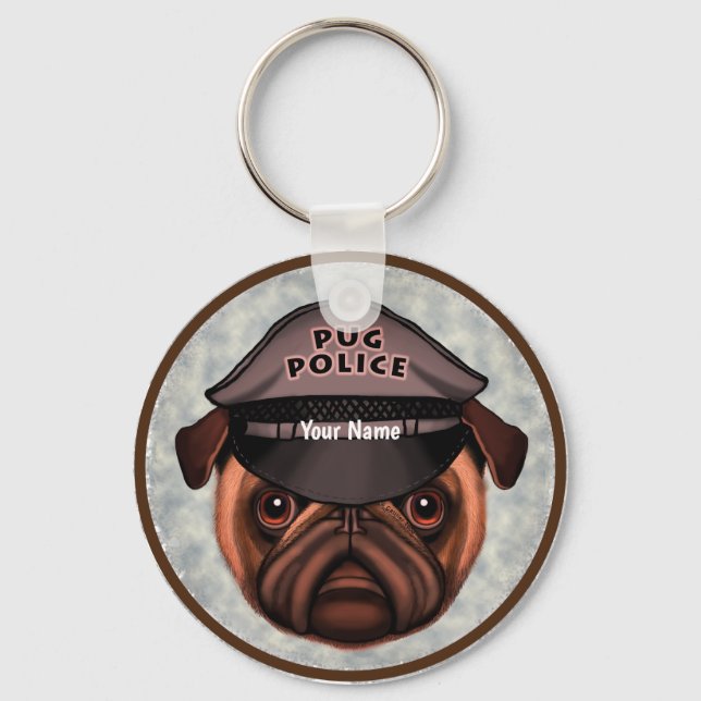 Chaveiro Polícia de Pug (Frente)