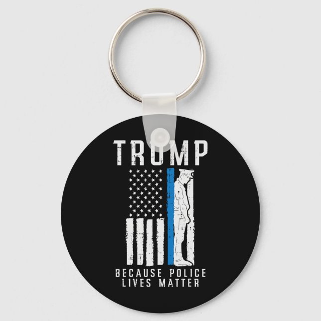 Chaveiro Polícia Vive Problema Pro Trump Thin Blue Line UF (Frente)