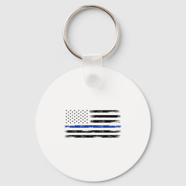 Chaveiro Policial Americano Flag Thin Blue Line (Frente)