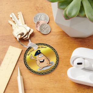 Chaveiro Policial batata com chapéu azul de polícia