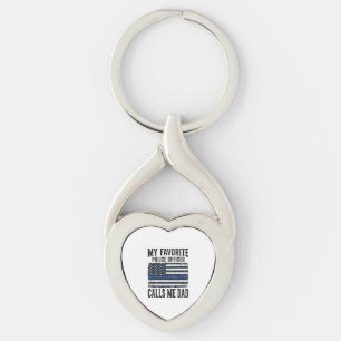 Chaveiro Policial Pai Linha Azul Fina Vetor Vintage D