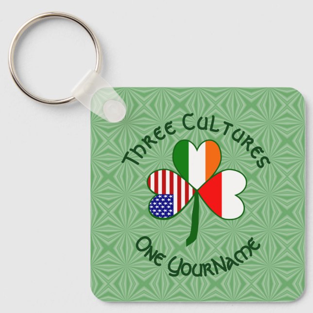 Chaveiro Polônia Ireland American Shamrock Flag Personaliza (Frente)