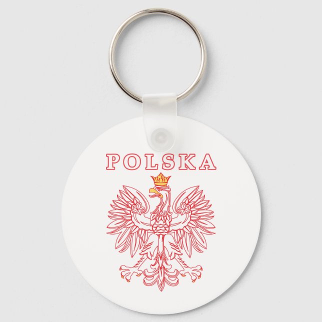 Chaveiro Polska Com Águia Polonesa Vermelha (Frente)