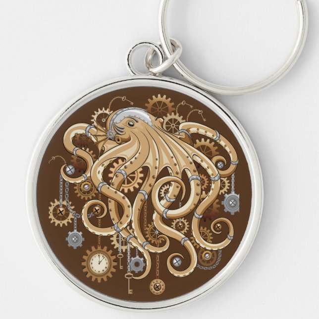 Chaveiro Polvo Steampunk Retro Fantasia Mecânica (Frente)
