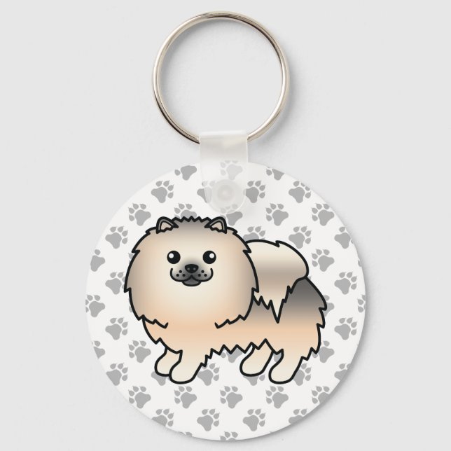 Chaveiro Pomerânia Sable Creme Cachorro Fofo de Desenho & P (Frente)